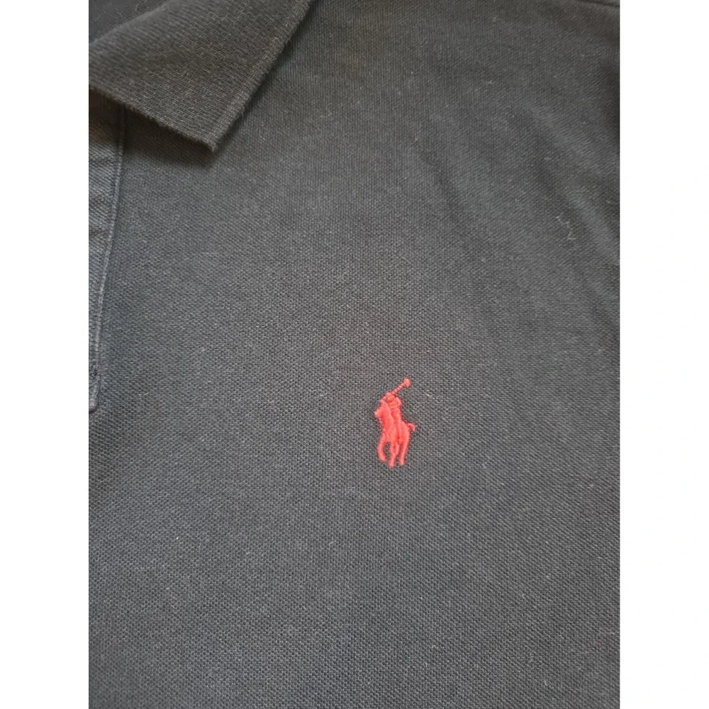 Polo Ralph Lauren Men's XXL Custom Slim Fit Mesh Polo Shirt Black Red Pony